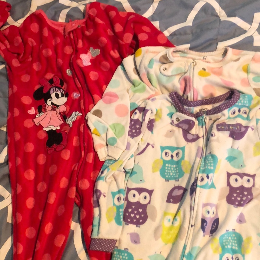 4t girls fleece pajamas (2carters and 1 Disney)